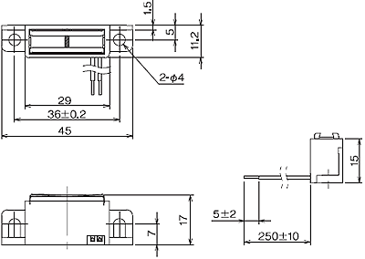 磁気スイッチ式開閉検知センサの図面