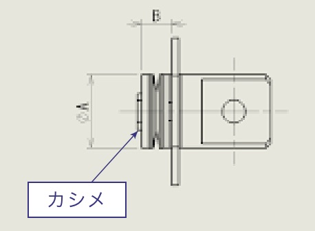 カシメタイプのチルトヒンジの基本仕様画像