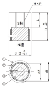 マグネットホルダ（永磁ホルダ）　アルニコ磁石タイプの図面