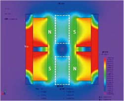 発電用途の解析事例における改良モデル(分割)の磁束分布(コンター図)