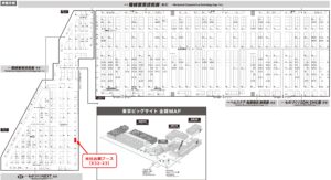 第31回機械要素技術展（ものづくりワールド2026）の会場マップに当社出展ブース位置を示したもの。当社出展ブース番号はE32-23です。